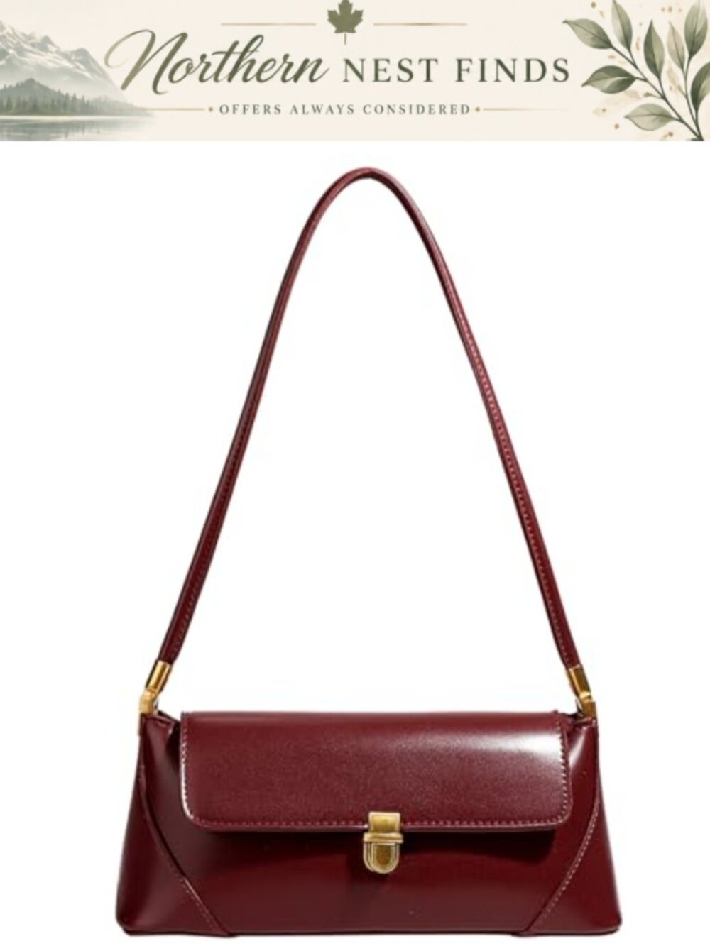Vegan Leather Shoulder Bag Underarm Handbag Vegan Leather Purse